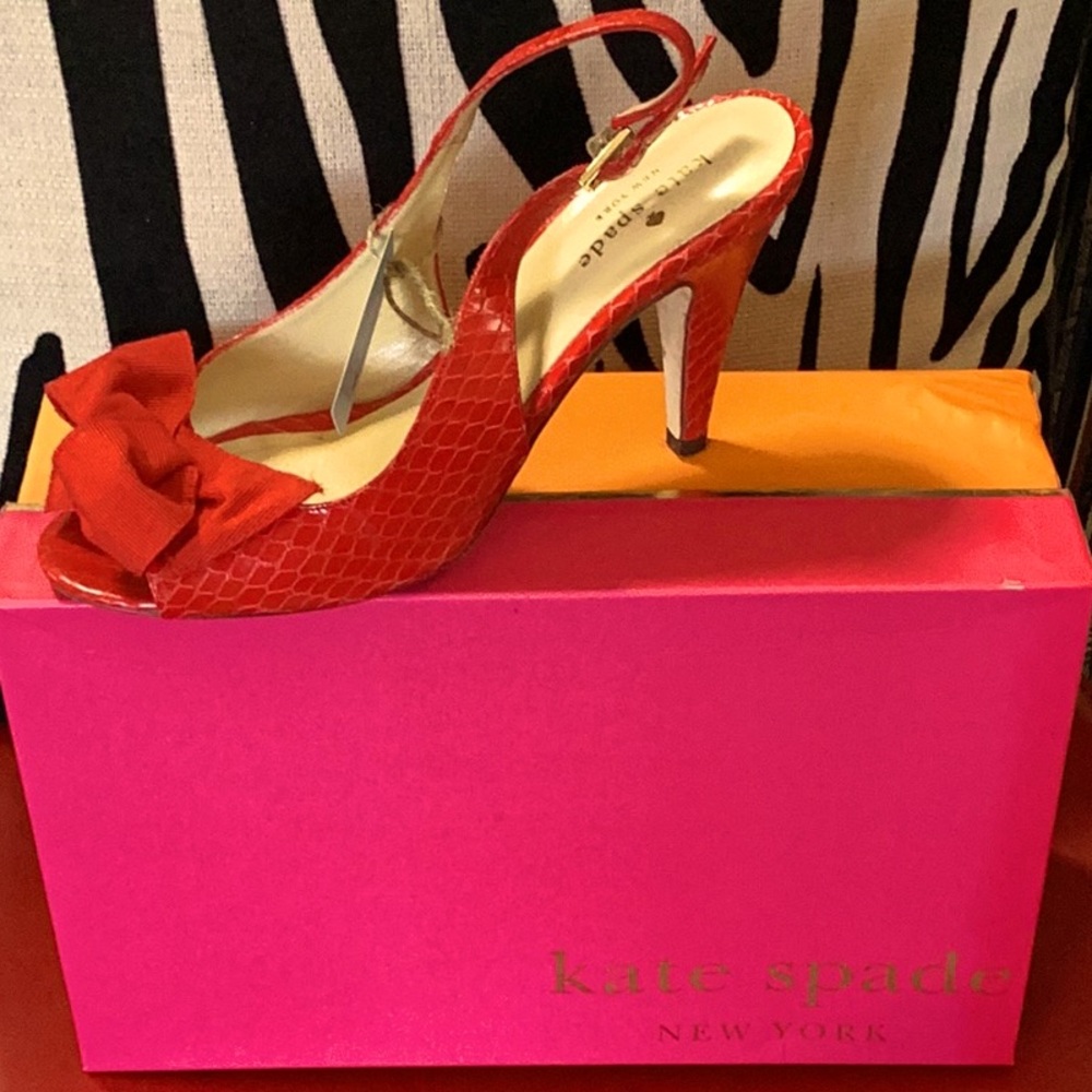 Kate Spade Red High Heel Sandals with Bow